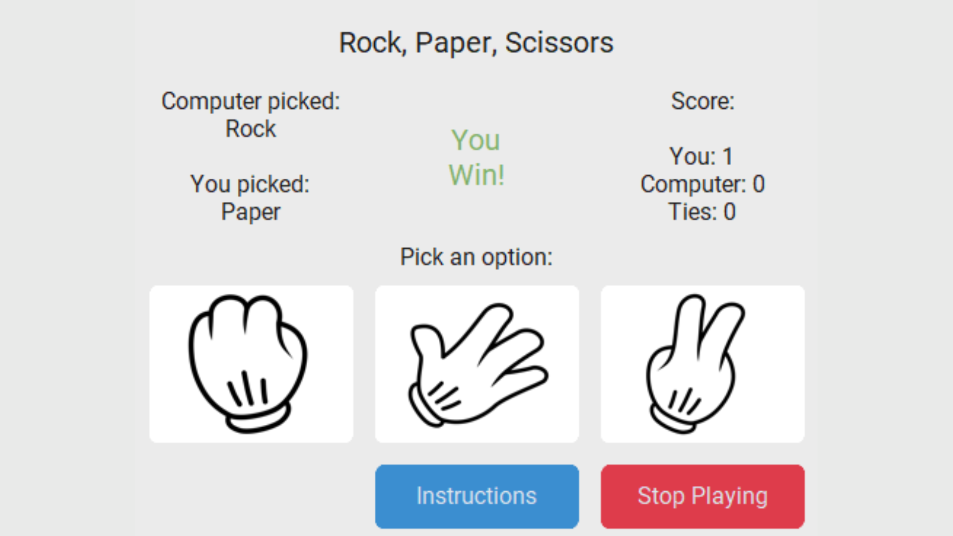 Image of the Rock, Paper, Scissors Game